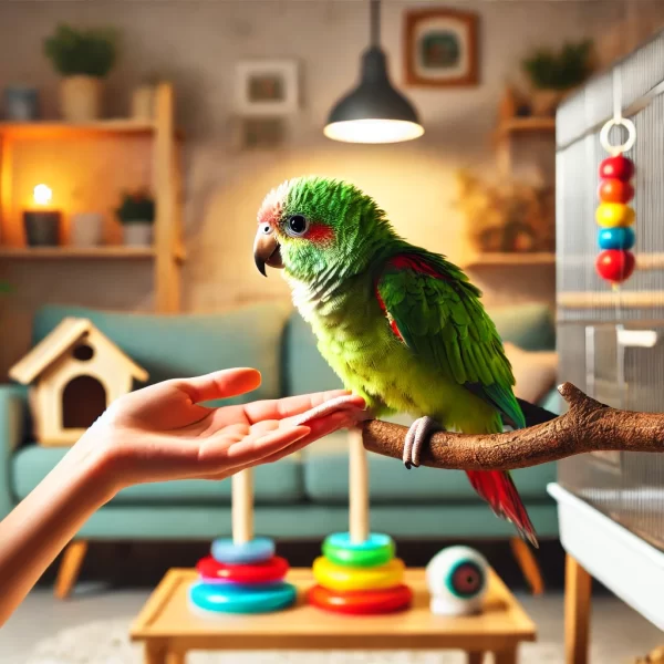 Socialización de loros jóvenes