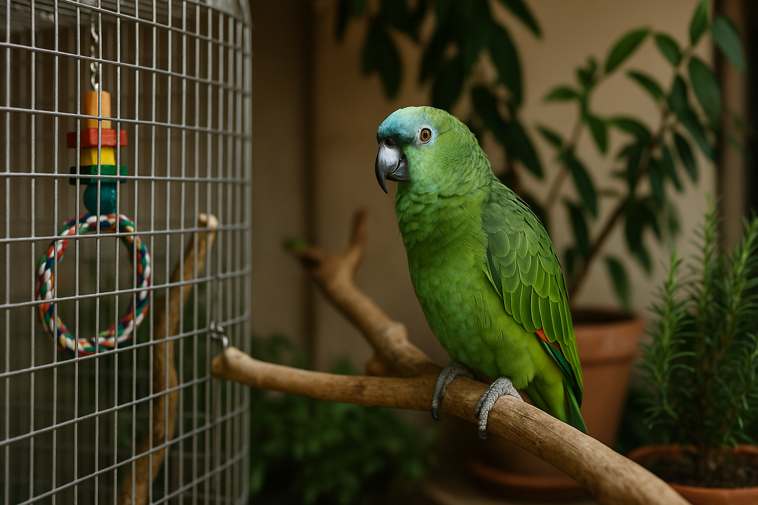 bienestar de los loros en cautiverio