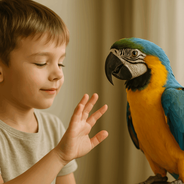 niños interactuar loro seguro