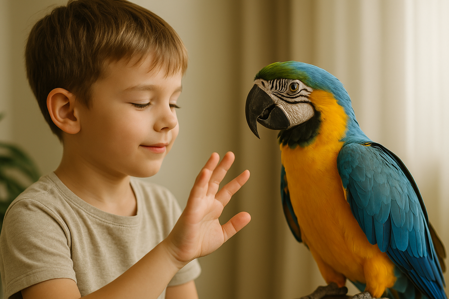 niños interactuar loro seguro